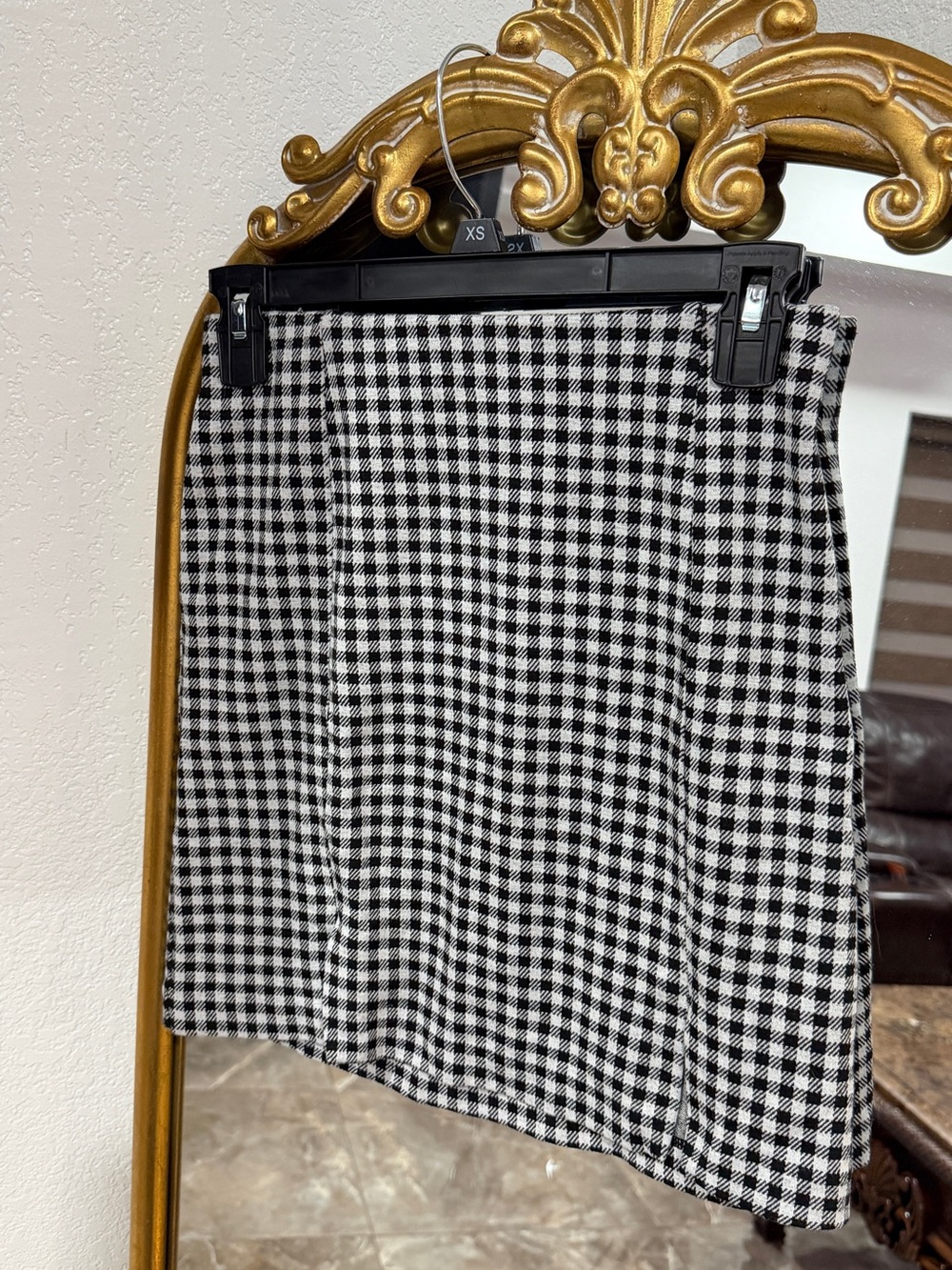 H&M Black and White Gingham Mini Skirt
